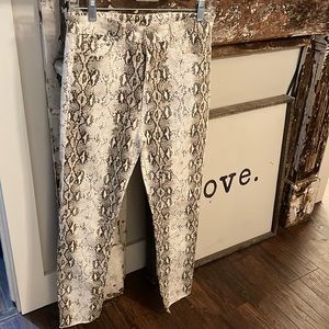 Snakeskin pattern cotton stretch pants medium. Never worn. New with tags.